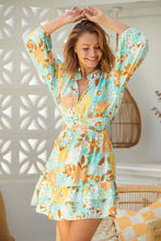 Load image into Gallery viewer, Jaase Tiffany Print Flowers Mini Dress
