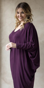 Long Sleeve Maxi Miracle Dress in Berry