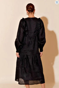 Adorne Polly Long Sleeved Linen Midi Dress