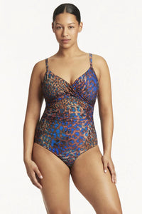 Sea Level Hunter Print Twist Front DD/E cup One Piece