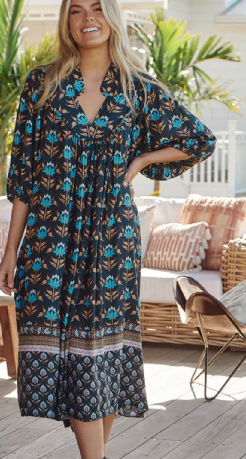 Jaase Juniper Print Boheme Midi Dress – Bikini on the Beach