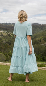 PQ Waterfall Dress in Skye Blue