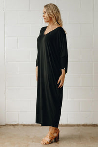 Long Sleeve Maxi Miracle Dress in Black